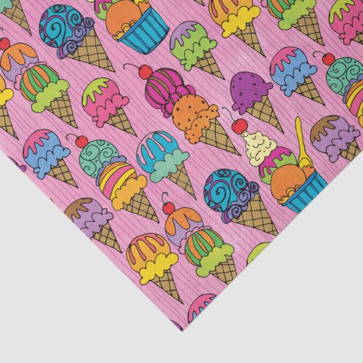 Ice Cream Cones op Roze Tissuepapier (Detail)