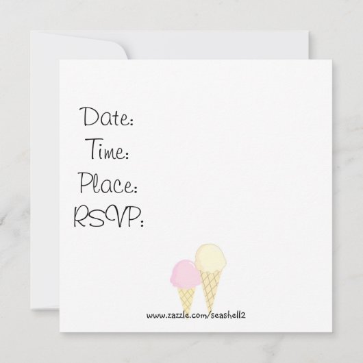 Ice Cream Cones Party-uitnodigingen Kaart (Achterkant)