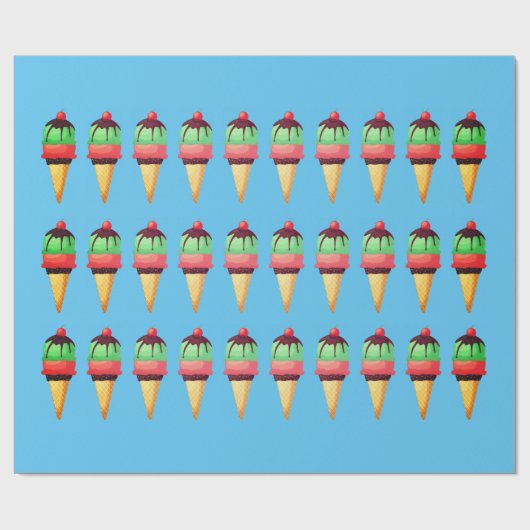 Ice Cream Cones Pattern Wrapping Paper Cadeaupapier (Vlak)