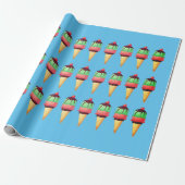 Ice Cream Cones Pattern Wrapping Paper Cadeaupapier (Uitgerold)