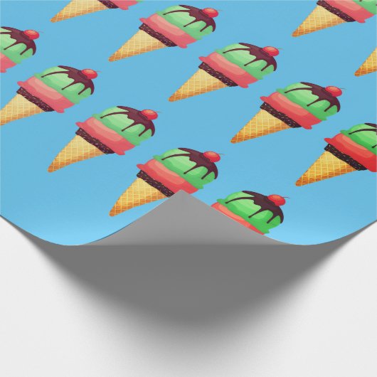 Ice Cream Cones Pattern Wrapping Paper Cadeaupapier (Hoek)