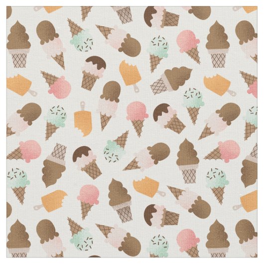 Ice Cream Cones Patterned Fabric Stof (Close Up)
