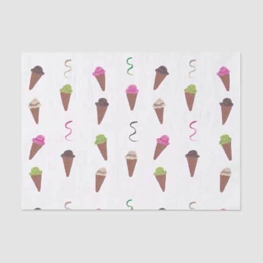 Ice Cream Cones & Ribbons Birthday-weefselpapier Tissuepapier (Voorkant)