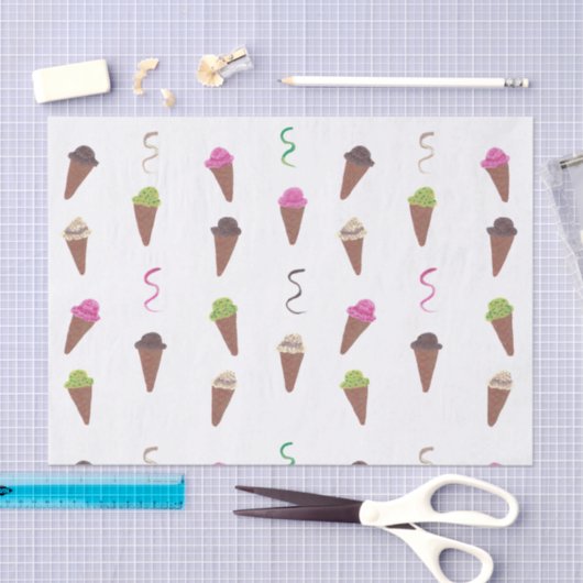 Ice Cream Cones & Ribbons Birthday-weefselpapier Tissuepapier (Craft)