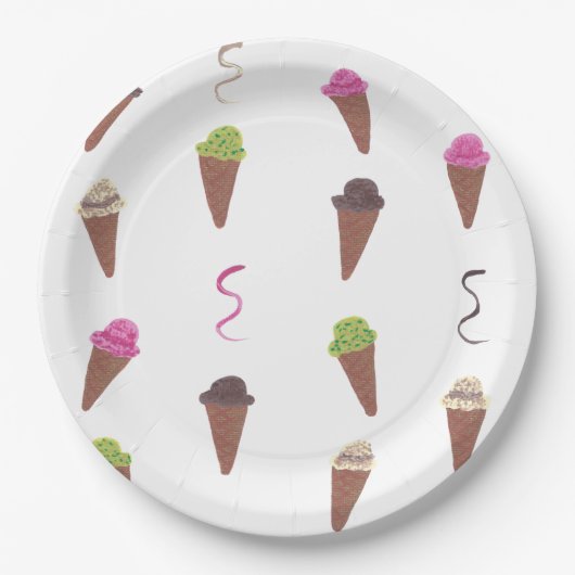 Ice Cream Cones & Ribbons Borden op basis van dagp Papieren Bordje (Voorkant)