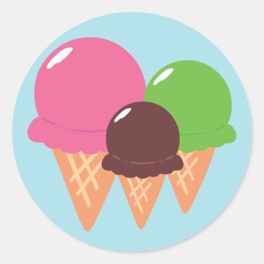 Ice Cream Cones Ronde Sticker (Voorkant)