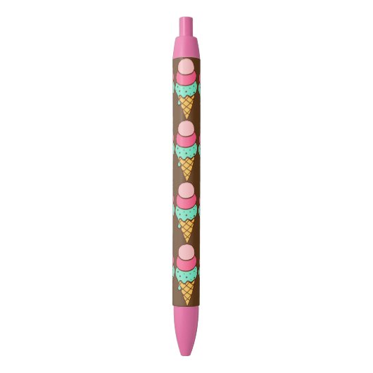 Ice Cream Cones Schattigee schrijfpen Zwarte Inkt Pen (Voorkant Verticaal)
