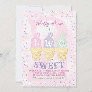 Ice Cream Cones Sprinkles Pastel Roze 2e Verjaarda Kaart