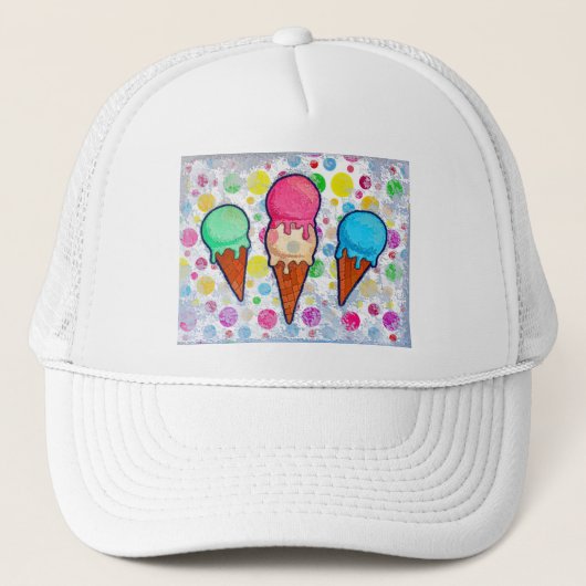 Ice Cream Cones Trucker Hat Trucker Pet (Voorkant)