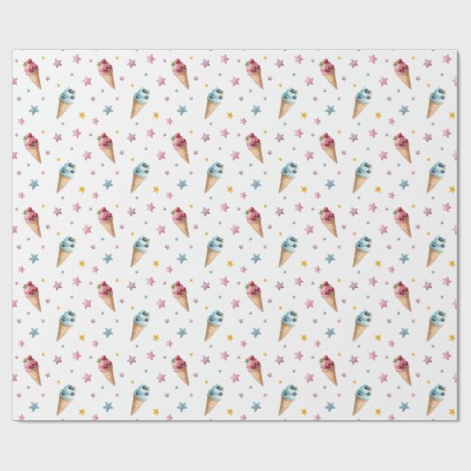 Ice Cream Cones Twins Verjaardag van jongen en mei Cadeaupapier (Vlak)