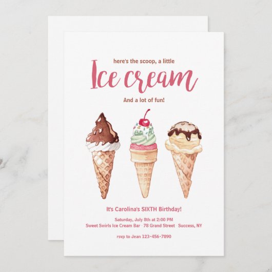 Ice Cream Cones uitnodiging (Voorkant / Achterkant)