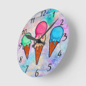 Ice Cream Cones Wall Clock Ronde Klok (Hoek)