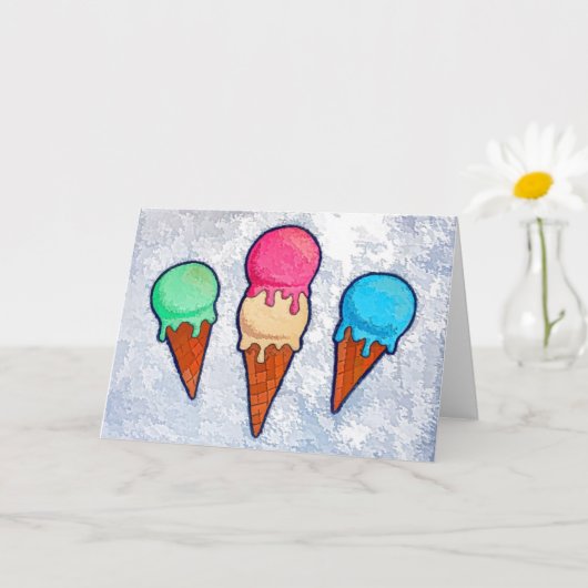 Ice Cream Cones Wenskaart Kaart (Kleine Plant)