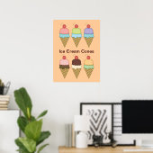 Ice Cream Cones with Cherries Poster (Thuiskantoor)