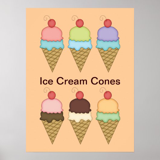 Ice Cream Cones with Cherries Poster (Voorkant)
