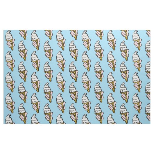 Ice Cream Cons on a Light Blue Background Stof (Fat Quarter)