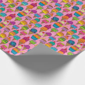 Ice Cream Cons on Pink Cadeaupapier (Hoek)