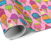 Ice Cream Cons on Pink Cadeaupapier (Rol Hoek)