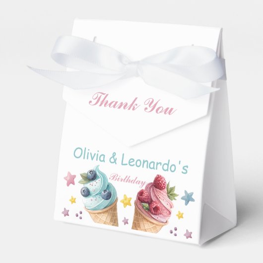 Ice Cream Cool verjaardagsfeestje Bedankdoosjes (Voorkant Zijde)