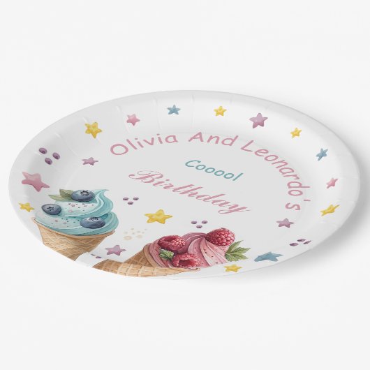Ice Cream Cool Verjaardagsfeestje Papier Bord (Gekanteld)