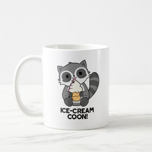Ice Cream Coon Grappige Dierlijke Racoon Pun Koffiemok (Links)
