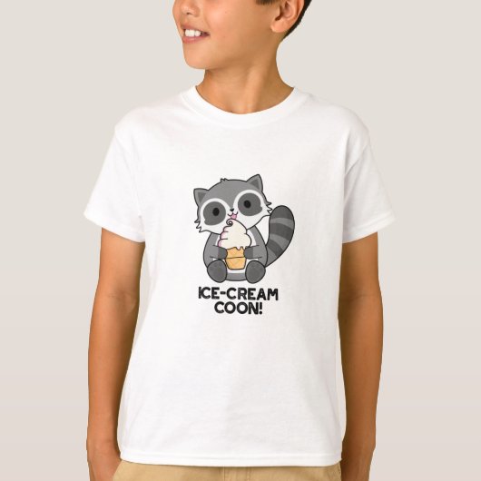 Ice Cream Coon Grappige Dierlijke Racoon Pun T-shirt (Voorkant)