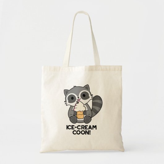 Ice Cream Coon Grappige Dierlijke Racoon Pun Tote Bag (Voorkant)