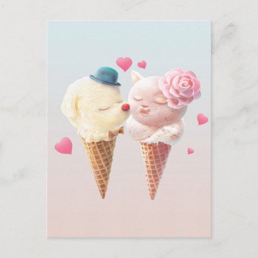 Ice Cream Couple - Liefde bij de eerste klik Aankondigingskaart (Voorkant)