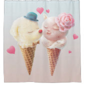 Ice Cream Couple - Liefde bij de eerste klik Douchegordijn (Voorkant)