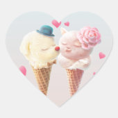 Ice Cream Couple - Liefde bij de eerste klik Hart Sticker (Voorkant)