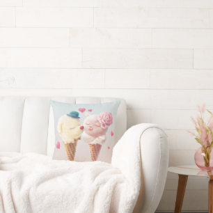 Ice Cream Couple - Liefde bij de eerste klik Kussen