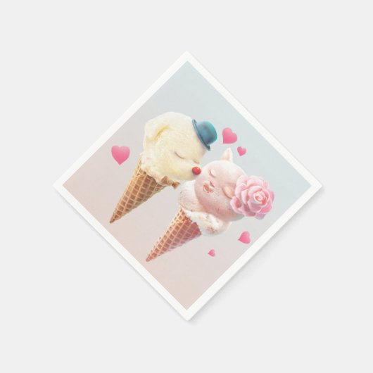 Ice Cream Couple - Liefde bij de eerste klik Servet (Hoek)