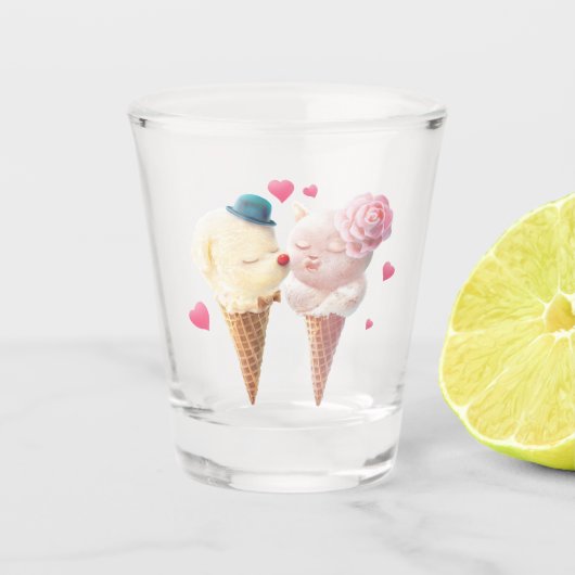 Ice Cream Couple - Liefde bij de eerste klik Shot Glas (Voorkant)