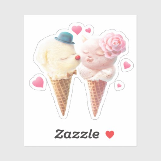 Ice Cream Couple - Liefde bij de eerste klik Sticker (Vel)