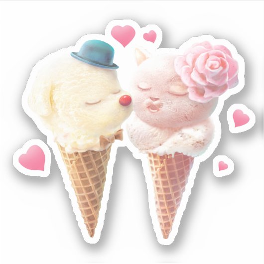 Ice Cream Couple - Liefde bij de eerste klik Sticker (Voorkant)