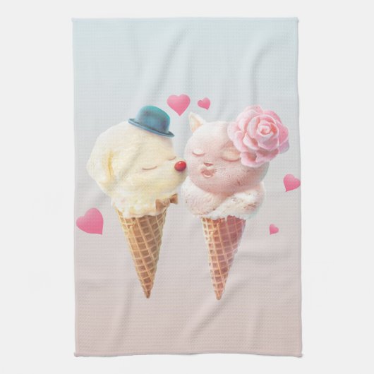 Ice Cream Couple - Liefde bij de eerste klik Theedoek (Verticaal)