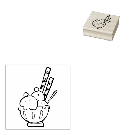 Ice Cream Cup Art Stamp Rubber Rubberstempel (Gestempeld)