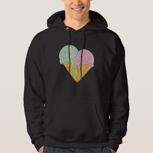 Ice Cream Cute Heart Valentine's Day Couple Match Hoodie (Voorkant)