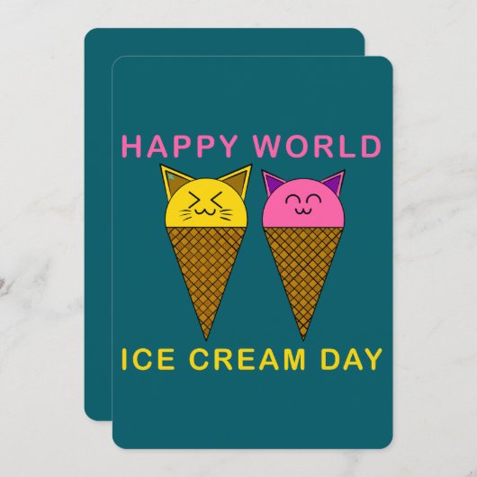 Ice Cream Day Cats Kaart (Voorkant / Achterkant)