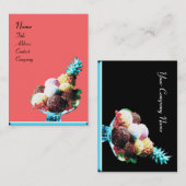 ICE CREAM - DESERT SHOP, blauw roze zwart Visitekaartje (Voorkant / Achterkant)