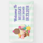 Ice Cream Desserts Baby shower Welkom Spandoek (Verticaal)