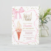 Ice Cream Diamonds Roze Boog Gestreepte Verjaardag Kaart (Staand voorkant)