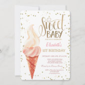 Ice Cream Diamonds Stripe Sweet Baby Verjaardag Kaart (Voorkant)