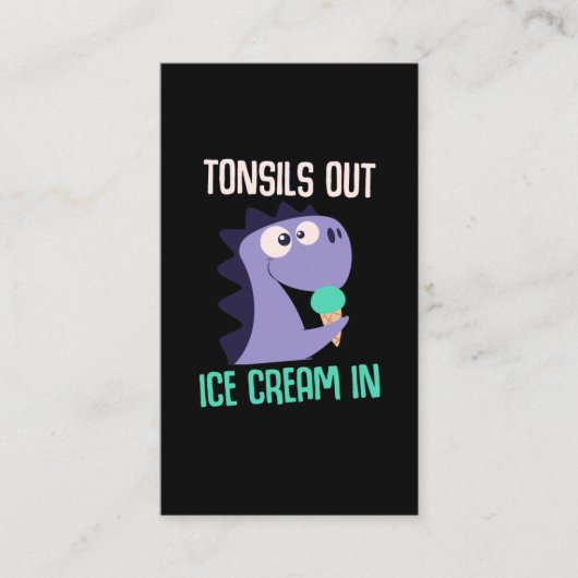 Ice Cream Dinosaur Tonsils Recovery Visitekaartje (Voorkant)