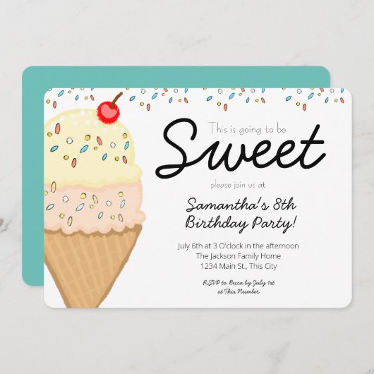 Ice Cream Dit wordt een mooie feestdag Kaart (Voorkant / Achterkant)