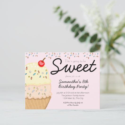 Ice Cream Dit wordt een mooie feestdag Uitnodiging Briefkaart (Staand voorkant)