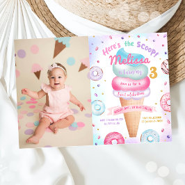 Ice Cream Donut Hier is de Scoop Verjaardag Foto Kaart