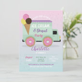 Ice Cream Donut Party Birthday Girls Doughnoten Kaart (Staand voorkant)