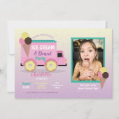 Ice Cream Donut Party Birthday Photo Doughnoten Kaart (Voorkant)