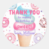 Ice Cream Donut Verjaardag Classic Ronde Sticker (Voorkant)